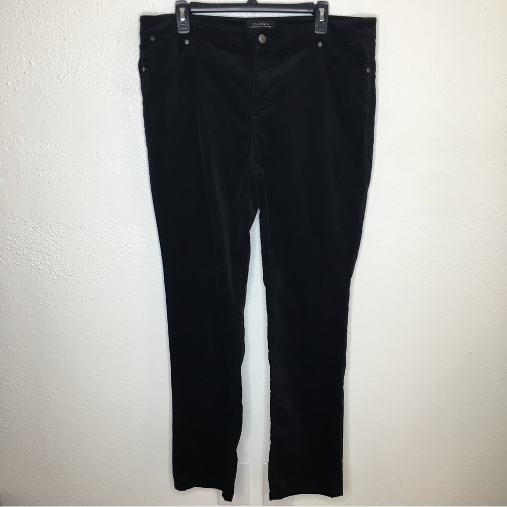 Talbots Flawless Five Pocket Straight Velvet Black Pants 16